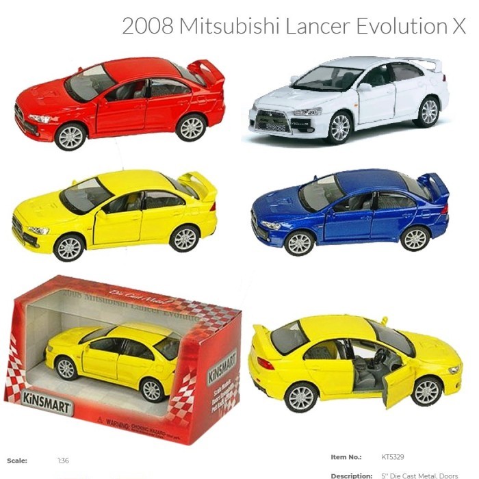 Модель легкова MITSUBISHI LANCER EVOLUTION X 5'' KT5329W метал.інерц.відкр.дв.4кол.кор./96/